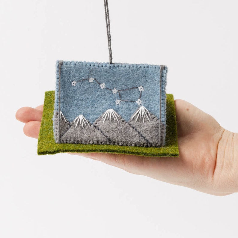 Home Under The Stars Tent, Hand Embroidered Big Dipper Asterism Ornament, Handmade Camping Trip Charm image 3