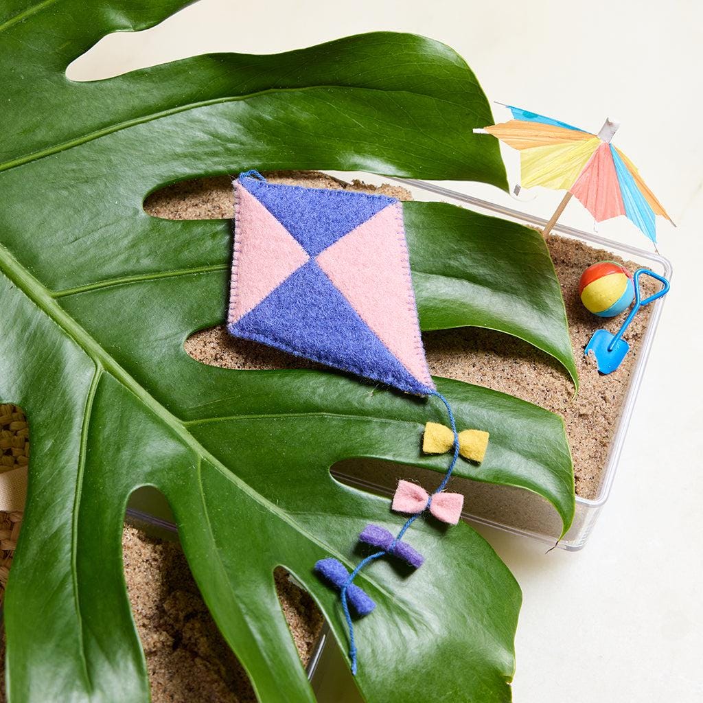 Kite Ornament, Hand Felted Children's Air Toy Charm, Handmade Beach Fun Decor