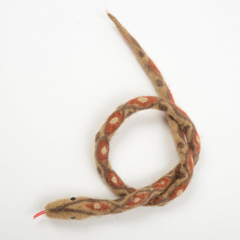 Dark Brown Diamond Snake Ornament, Hand Needle Felted Desert Serpent, Handmade Southwestern Charm image 5