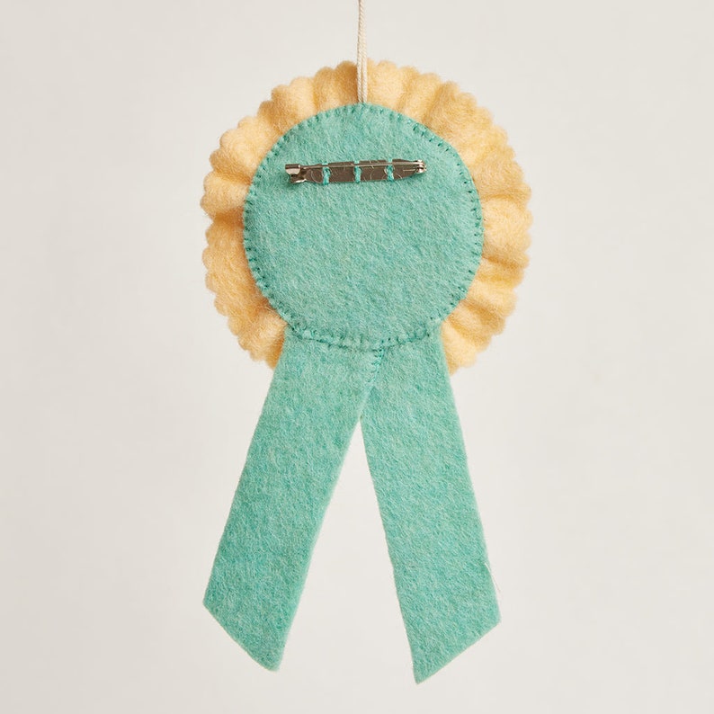 Super Star Ribbon Badge, Hand Felted Congratulatory Pin, Handmade Merit Ribbon image 4