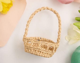 Klassischer Mini Korb, Handgewebter Eierhalter aus Raffia