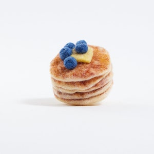 Blueberry Pancake Stack, Hand Felted Classic Breakfast Food Ornament, Handmade Foodie Charm