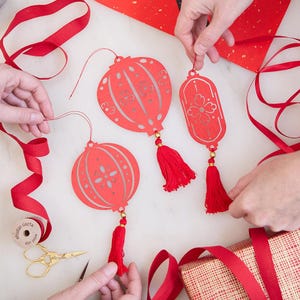 Paper Lantern Ornaments - Set of 3, Handmade Lunar New Year Decor, Festive Red Chinese Celebration Keepsakes image 3