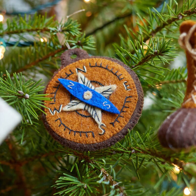 Find Your Way Compass, Hand Felted Geographic Orientation Ornament, Handmade Camping Charm image 3