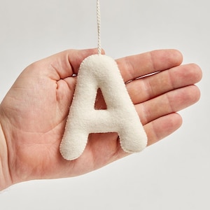 Natural Letter Ornaments, Hand Felted Alphabet Character Charm, Handmade Christmas Stocking Decor