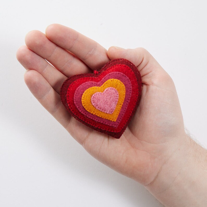 Expanding Love Dark Red Heart, Hand Felted Valentine's Day Ornament, Handmade Mother's Day Gift image 6