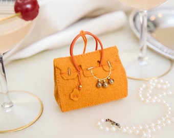 Designer Handbag Ornament, Handmade Felt Fashion Decor, Luxury Purse Keepsake, Chic Style Gift, Trendy Accessory Collectible