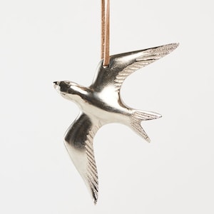 Large Swallow Ornament - Pewter, Hand-Cast Metal Charm, Handmade Home Decor