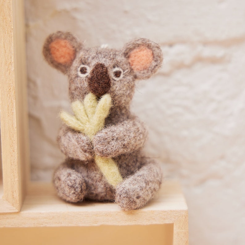 Hungry Koala Ornament, Hand Felted Joey Bear Charm, Handmade Jungle Animal Decor image 1