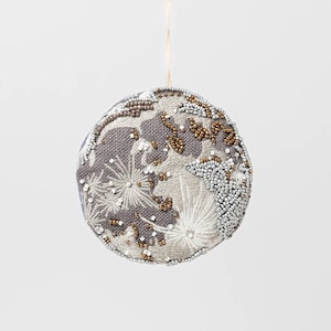 Moon Beaded Ornament, Handmade Celestial Keepsake, Galaxy Holiday Tree Decor, Lunar Themed Christmas Gift, Earth And Space Ornament