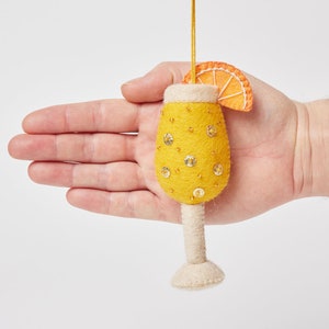 Mimosa Cocktail, Hand Felted Drink Ornament, Handmade Celebratory Charm image 3