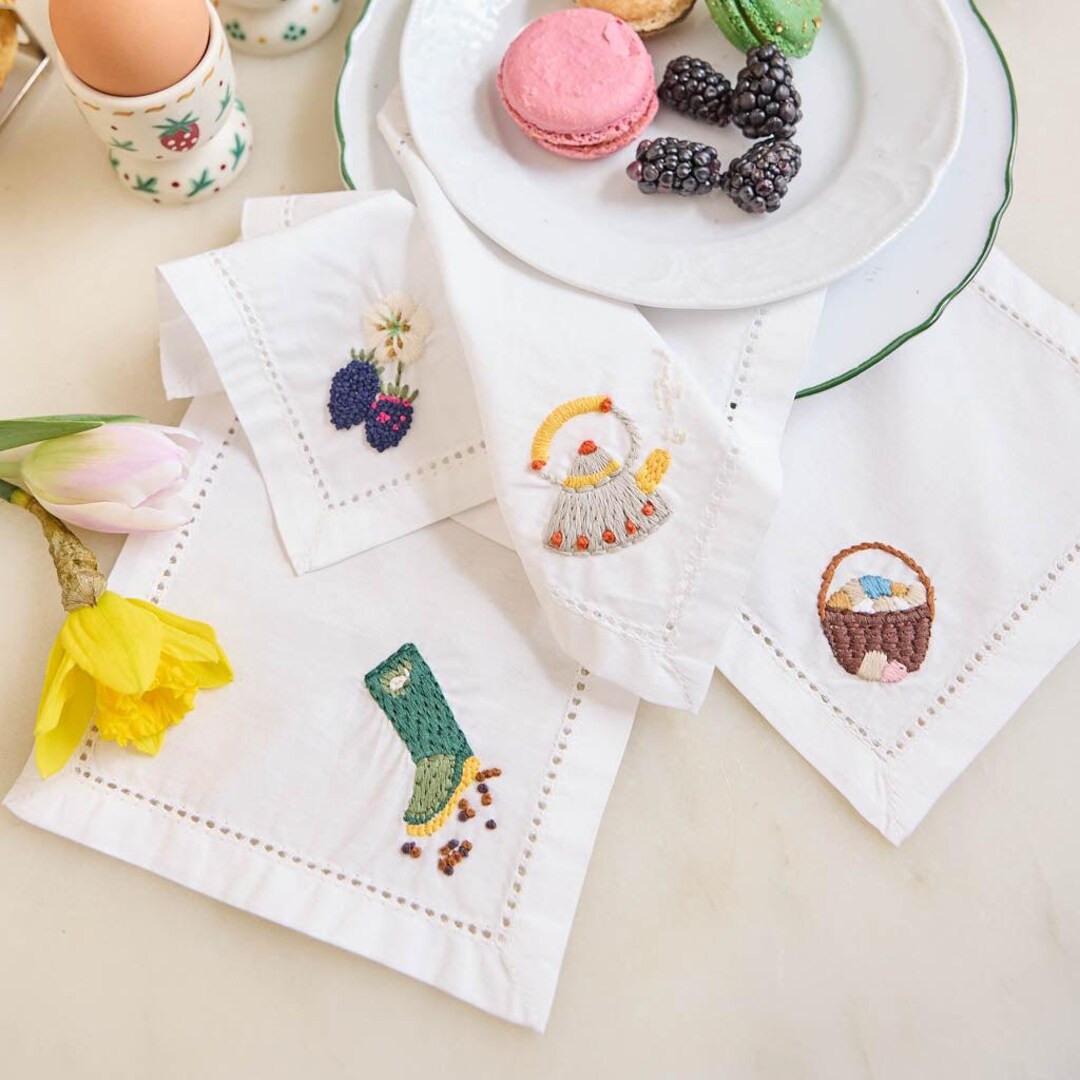 Spring Kitchen Linens Spring Celebration Cocktail Napkins - Set of 4, Reusable Party Linens ...