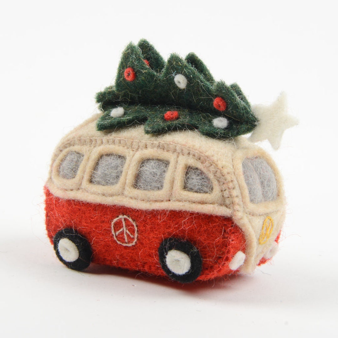 Christmas Tree Hippie Bus, Hand Felted Camper Van Ornament, Handmade  Holiday Adventure Charm - Etsy