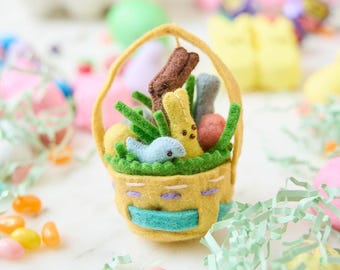 Ostern Süßigkeiten Korb Ornament, handgemachte Pastell Andenken, Filz Frühling Charme, Nostalgische Urlaub Baum Dekor