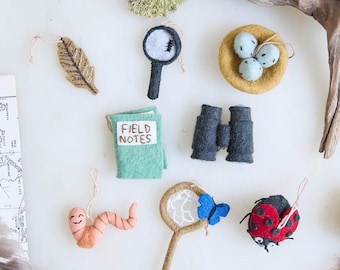 Naturforscher Mini-Ornamente - 8er-Set, handgefertigtes wissenschaftliches Lernset, Outdoor-Abenteuer-Forscher-Dekor, Naturforscher-Andenken