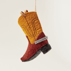 Classic Cowboy Boot, Hand Felted Riding Footwear Ornament, Handmade Southwestern Charm