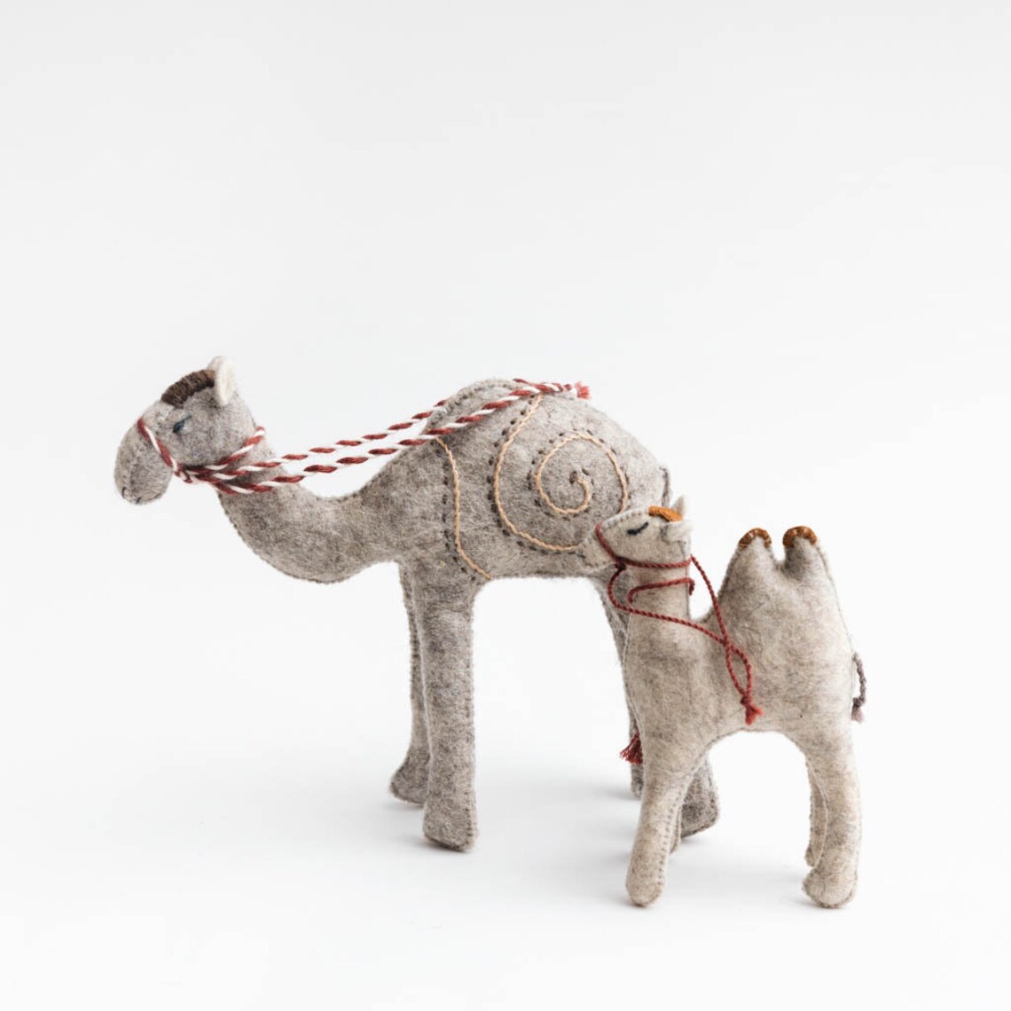 Felt Camel Ornament Large Caravan Camel With Ochre Swirl Etsy