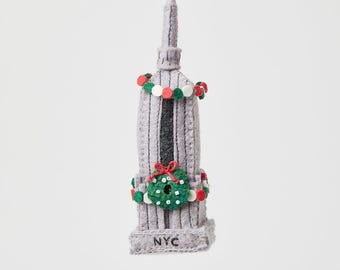 クリスマス エンパイアステートビル オーナメント、手作りのフェルト製
