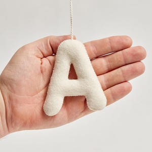 Natural Letter Ornaments, Hand Felted Alphabet Character Charm, Handmade Christmas Stocking Decor