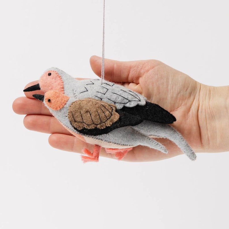 Mourning Dove Pair Ornament, Hand Felted Pigeons, Handmade Bird Charm image 3