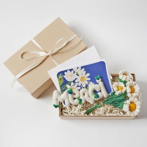 Merci Gift Box Set, Handmade Felt Flowers And Merci Ornament, French Thank You Keepsake, Unique Host Gift, Appreciation Gift Box