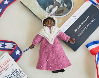 Phillis Wheatley Ornament, Handmade Felt Literary Decor, Poet Tribute Keepsake, Black History Gift, Author Collectible