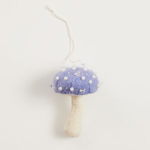 Lavender Royal Crown Mushroom Ornament, Hand Felted Purple Beaded Toadstool, Handmade Magic Forest Charm image 4