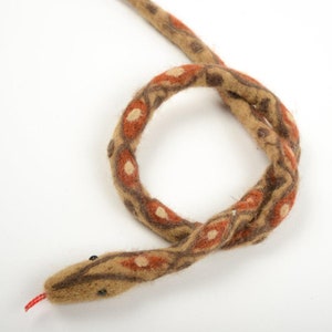 Dark Brown Diamond Snake Ornament, Hand Needle Felted Desert Serpent, Handmade Southwestern Charm image 3