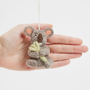 Hungry Koala Ornament, Hand Felted Joey Bear Charm, Handmade Jungle Animal Decor image 3