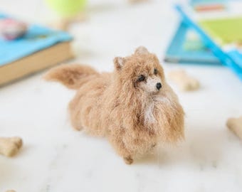 Pomeranian Ornament, Handmade Felt Dog Decor, Cute Puppy Keepsake, Pet Lover Gift, Whimsical Canine Collectible