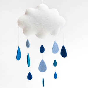 Spring Showers Cloud Medium Wall Hanging, Hand Felted Nursery Adornment, Handmade Home Decor