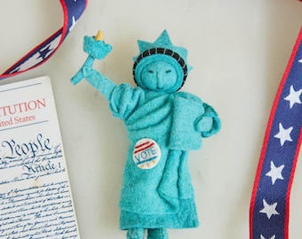 I Voted Lady Liberty Ornament, Handmade Felt Patriotic Decor, Election Day Keepsake, Civic Pride Gift, American Democracy Collectible