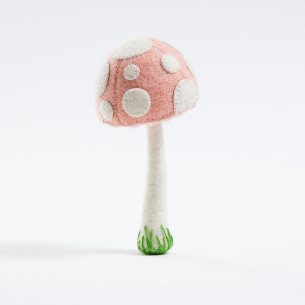 Pink Lady Mushroom - Large, Hand Felted Toadstool Ornament, Handmade Whimsical Charm