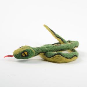 Green Snake Ornament, Hand Felted Reptile Ornament, Handmade Wildlife Charm