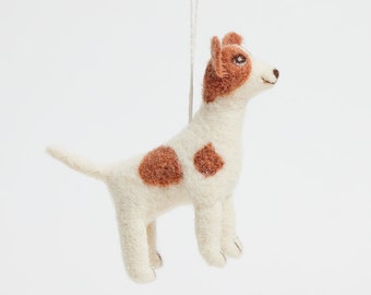 Brown Standing Hound Ornament, Hand Felted Dog Charm, Handmade Pet Decor