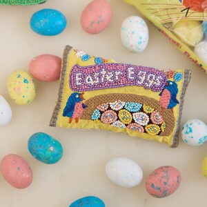 Easter Eggs Candy Bag Beaded Ornament, Hand Crafted Chocolate Charm, Handmade Easter Decor