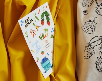 Farmer's Market Stickers, Fruit and Veggies Stickers Sheet, Spring Season Stationery