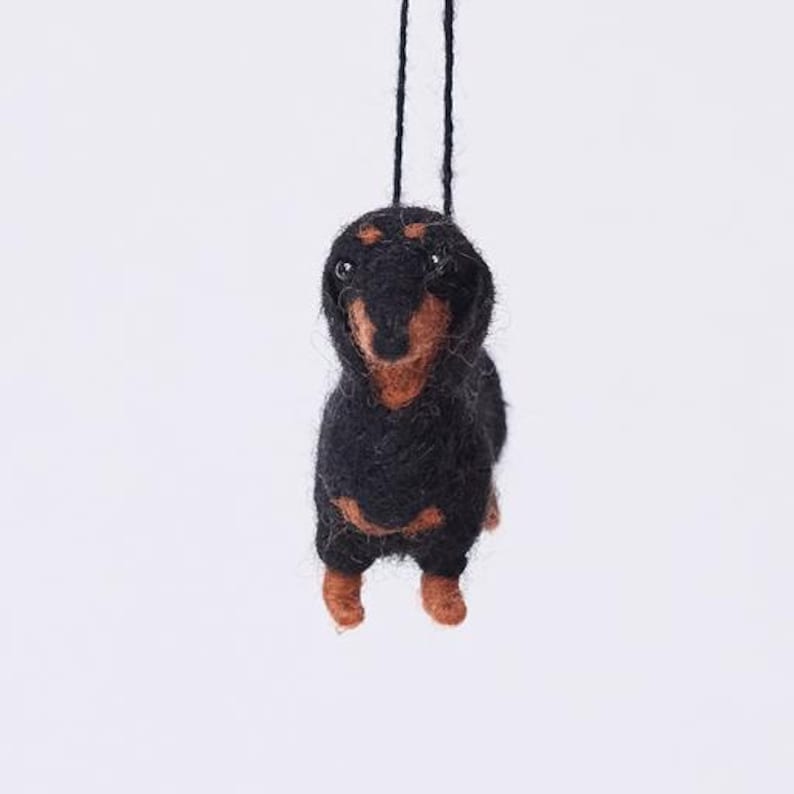 Dachshund Ornament, Handmade Felt Dog Keepsake, Cute Wiener Dog Gift For Pet Lovers image 5