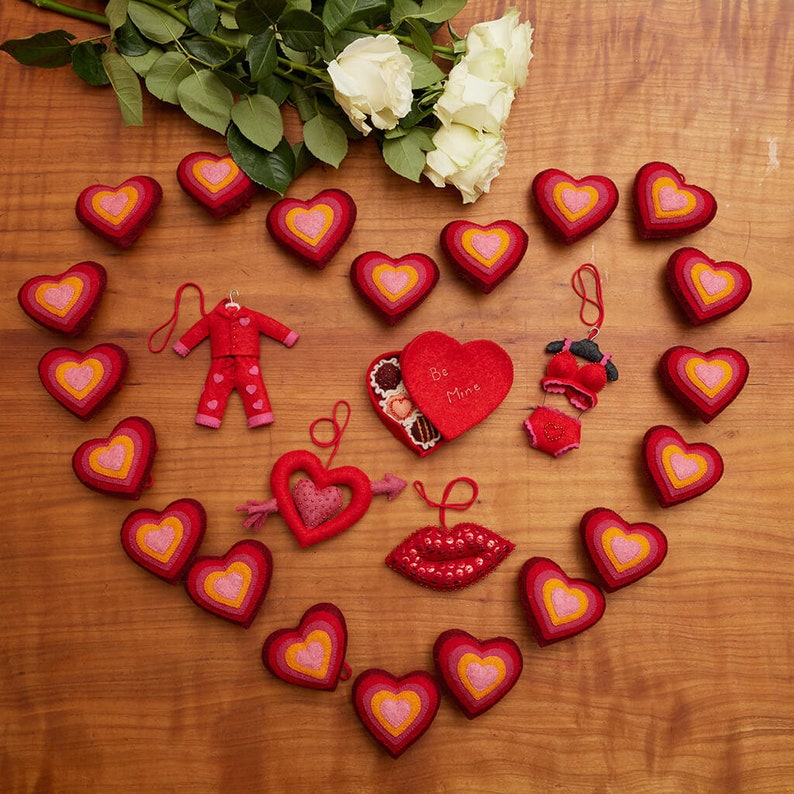 Expanding Love Dark Red Heart, Hand Felted Valentine's Day Ornament, Handmade Mother's Day Gift image 7