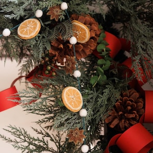 Orange Slice & Anise Garland, Hand Felted Festive Dried Fruit Tree Decoration, Handmade Holiday Decor
