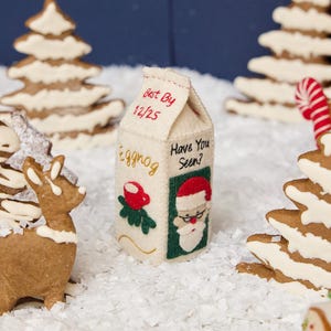 Eggnog Carton Ornament, Hand Felted Holiday Drink, Handmade Christmas Decor