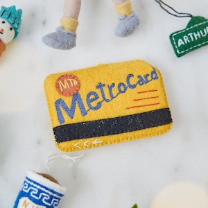 Subway-kaartornament, handgevilt MetroCard-ornament, handgemaakte reissouvenir