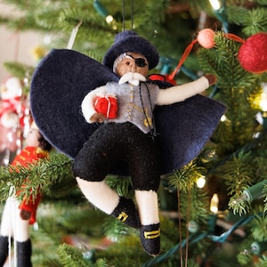 Nutcracker Drosselmeyer Ornament - Brown, Hand Felted Wizard Charm, Handmade Christmas Decor