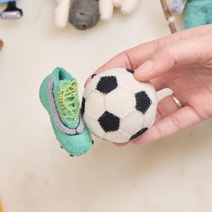 Soccer Ball & Cleat Ornament, Hand Felted Sports Charm, Handmade Athlete Decor