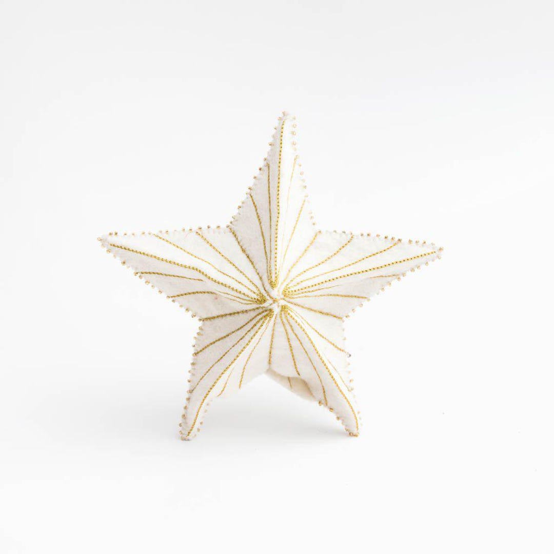 Gold Starburst Tree Topper Small, Hand Felted Holiday Tree Accessory ...
