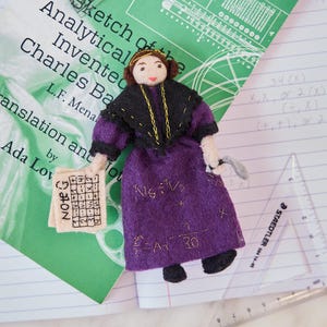Ada Lovelace Ornament, Felt Scientist Ornament, Handmade Women in STEM Gift, Historical Wool Figure Ornament, Inspirational Tree Decor