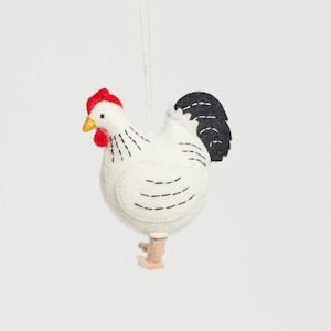 Clucky The Hen Ornament, Hand Felted Bird Farm Animal Charm, Handmade Easter Decor
