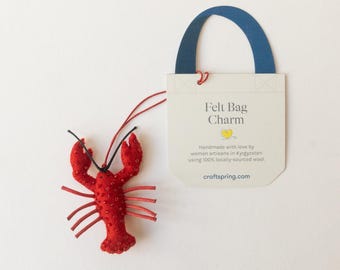Red Lobster Bag Charm, Handmade Felt Coastal Maine Accessory  display picture 1