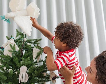 Large Season of Peace Dove Tree Topper, Hand Felted White Bird with Olive Branch, Handmade White Christmas Holiday Decor