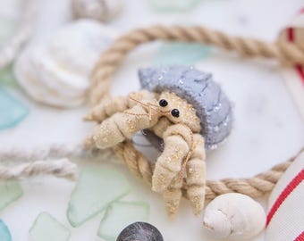 ヤドカリナイ貝長［フェルトマスコット］ ヤドカリのオーナメント、フェルトの海の動物のオーナメント、手作りの